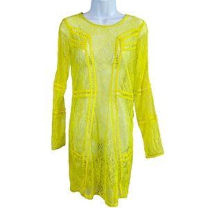 H&M Beautiful Neon Yellow Lace Dress Size 6